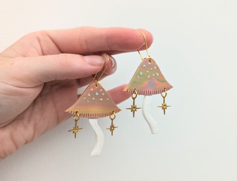 Magic Mushroom Earrings Polymer Clay Handmade image 3