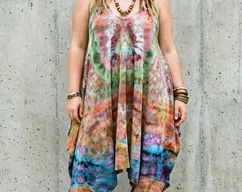 Tie dye jumpsuit - Ice Dyed Festival Outfit - Plus Size Hippie Clothing
