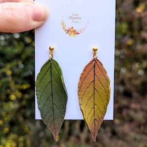 Boucles d&#39;oreilles feuilles Boucles d&#39;oreilles feuilles d&#39;automne Boucles d&#39;oreilles automne Boucles d&#39;oreilles faites main Boucles d&#39;oreilles en argile polymère Boucles d&#39;oreilles cœur de chalet