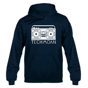 Techmoan Boombox Logo Hoody Hoodie Hooded Sweater Navy Blue