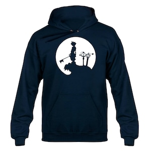 Sora KH Inspired Full Moon Keyblade Silhouette Hoody Hoodie Hooded Sweater Navy Blue