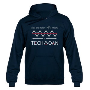 Techmoan Wow and Flutter Logo Hoody Hoodie Hooded Sweater Navy Blue