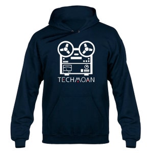 Techmoan Reel 2 Reel Logo Hoody Hoodie Hooded Sweater Navy Blue