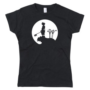 Ladies Sora KH Inspired Full Moon Keyblade Silhouette Tshirt
