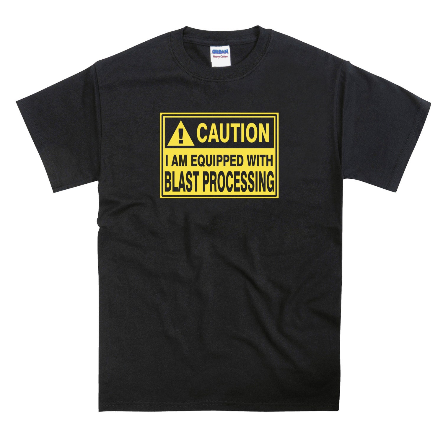 Image of Caution Blast Processing Slogan Tshirt
