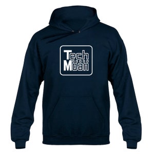 Techmoan Mini Disc Parody Logo Hoody Hoodie Kapuzenpullover Navy Blau