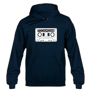 Techmoan Cassette Tape Logo Hoody Hoodie Hooded Sweater Navy Blue