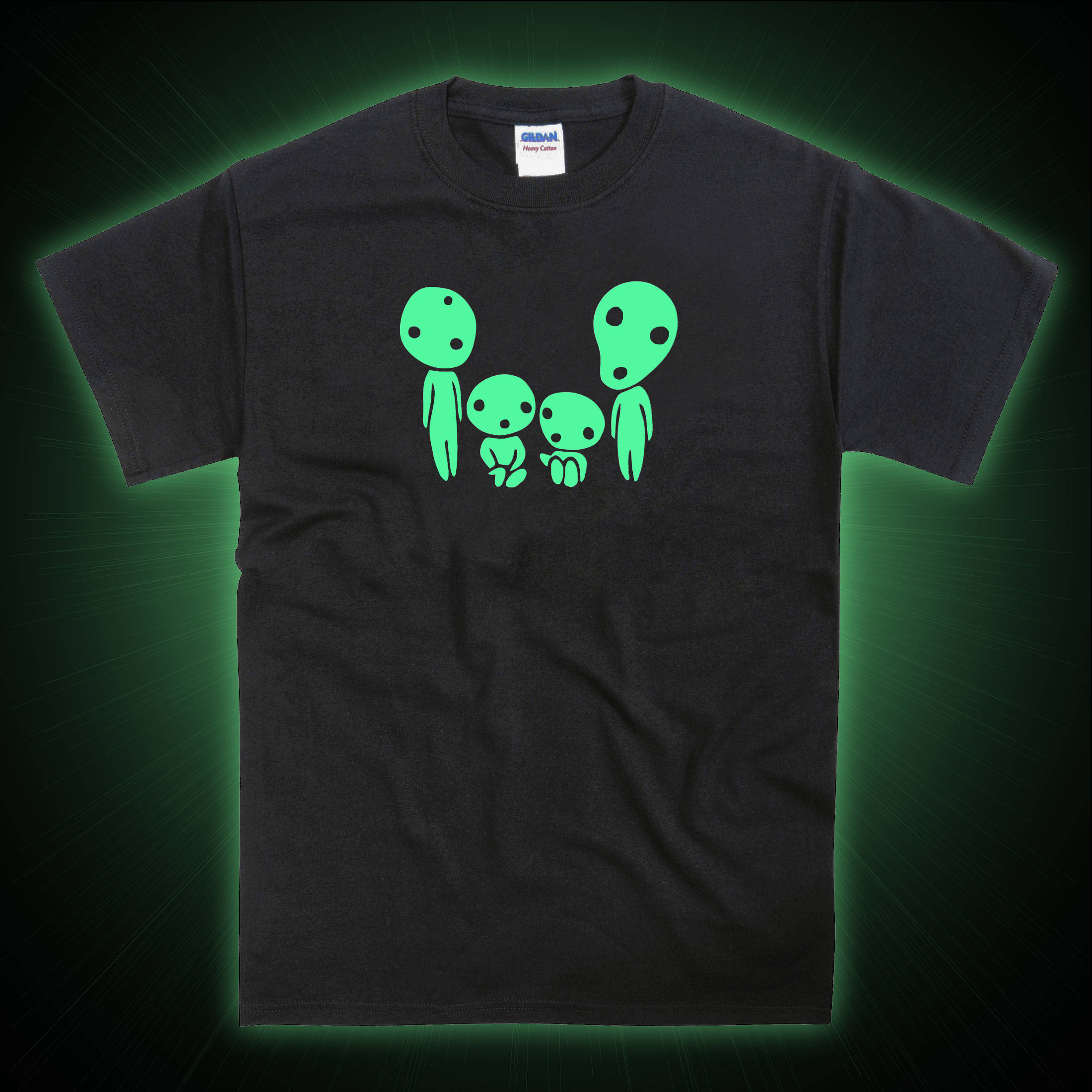 Image of Kodama Family Forest Spirits Glow in The Dark Tshirt