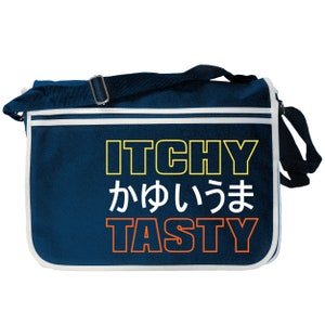 Itchy Tasty Evil Zombie Slogan Navy Blue Messenger Shoulder Bag