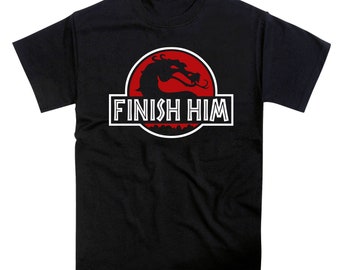 Finish Him Jurassic Kombat Parody Tshirt