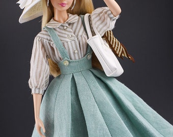 suspender skirt with shirt for Barbie and poppy parker by SL Doll Fashion