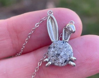 Cremation Necklace, Pet Ash Pendant, Rabbit Pendant, Bunny Memorial, Mimimalsit Pendant, Loss of Bunny