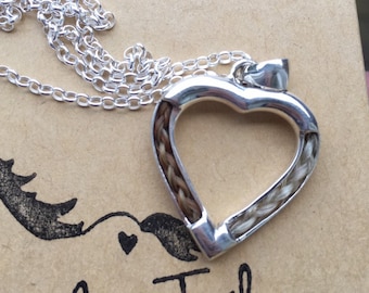 Horse Hair Necklace, Horse Hair Pendant, Sterling Heart Pendant, Horse Hair Jewelry, Equine Memorial