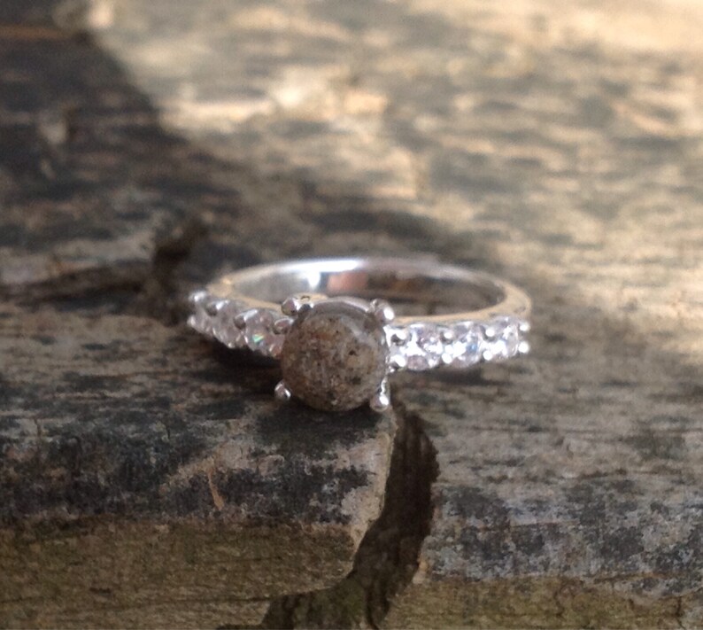 Sterling Crystal Ring Pet Ash Ring Pet Ashes Pet Cremation Jewelry