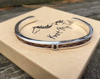 Personalized Horsehair Bracelet, Sterling Bracelet, Horse Tail Bracelet, Equestrian Keepsake, Horse Hair Jewelry, Horse Hair Cuff