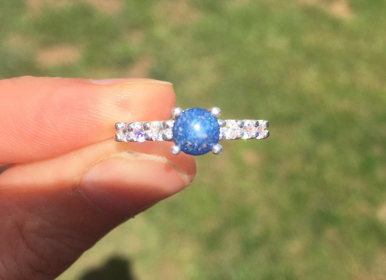 Sterling Crystal Ring Pet Ash Ring Pet Ashes Pet Cremation Jewelry