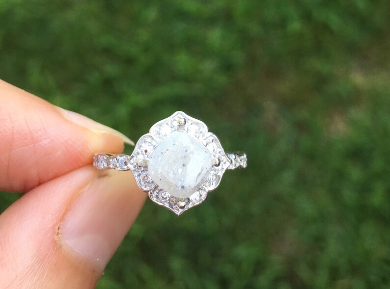 Sterling Crystal Ring Pet Ash Ring Pet Ashes Pet Cremation Jewelry