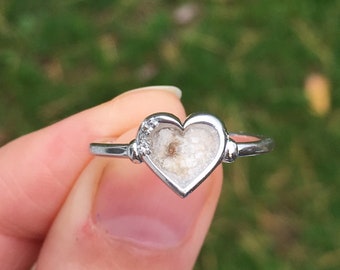 Cremation Ring, Pet Ash Ring, Gold Ring, Diamond Ring, Heart Ring, Pet Ashes, Pet Memorial Jewelry