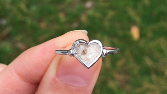 Cremation Ring, Pet Ash Ring, Gold Ring, Diamond Ring, Heart Ring, Pet Ashes, Pet Memorial Jewelry