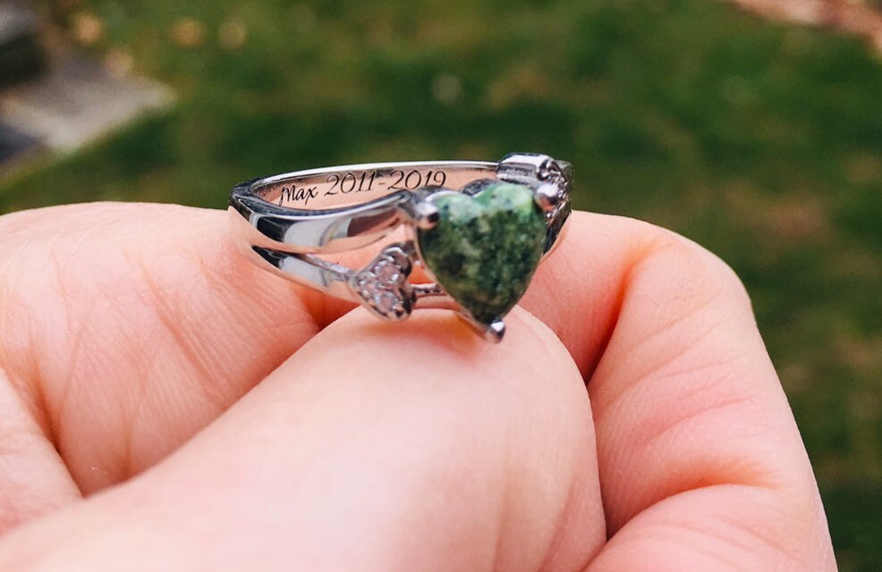 Cremation Ring Pet Ash Ring Sterling Pet Ashes Engraved Etsy