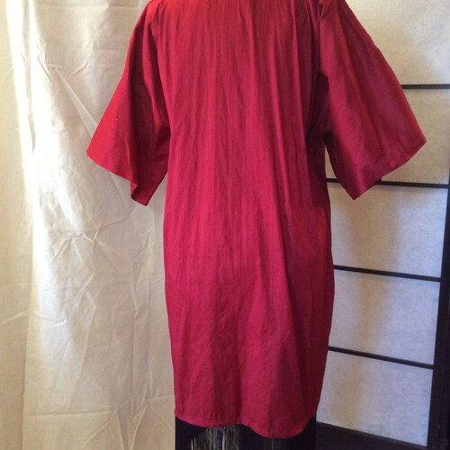 Red Silky Satin Kimono Robe