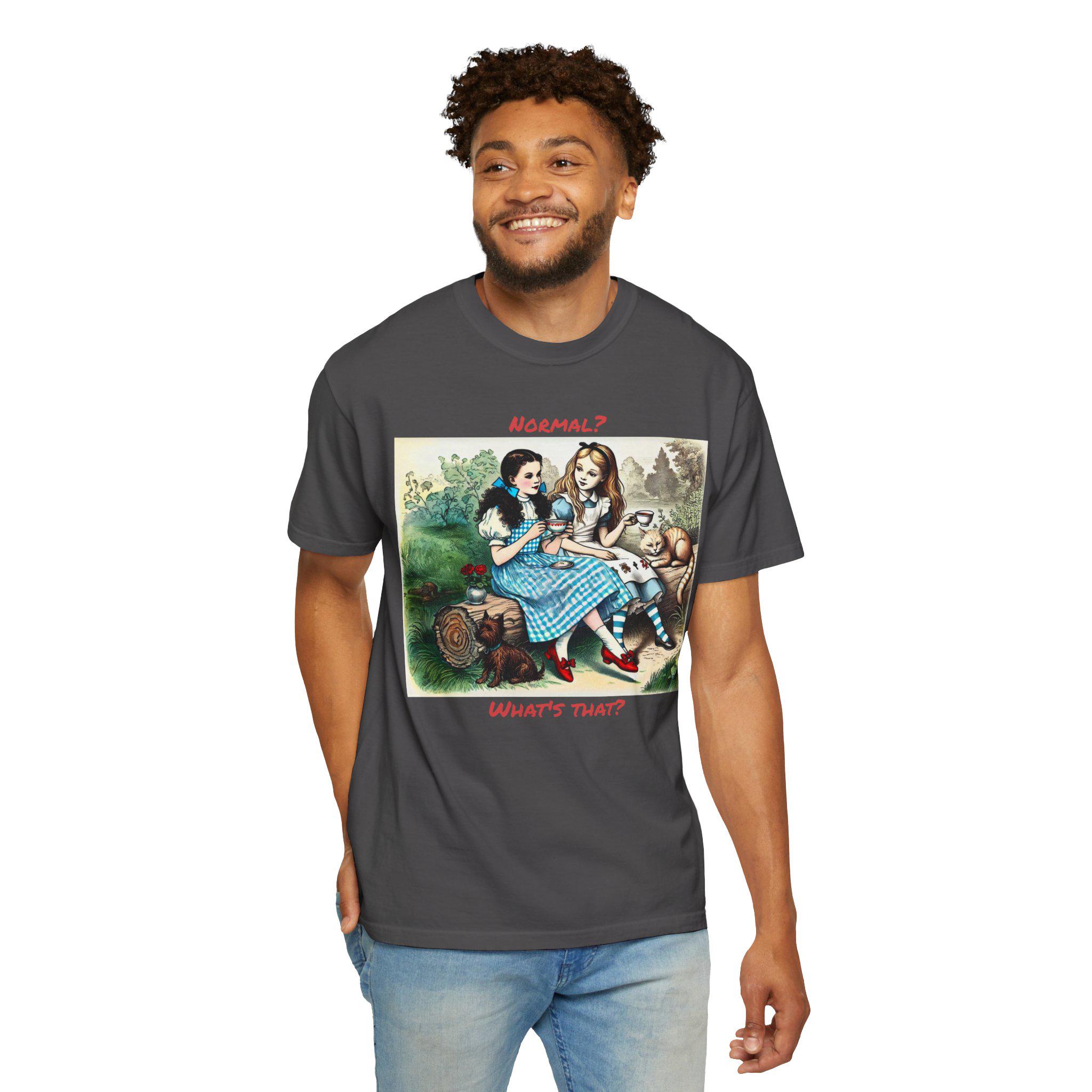 Tea Party Unisex T-shirt, Dorothy and Alice in the Woods, Normal