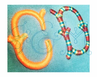 Twig Font Block Monogram Initial Alphabet 3D Puffy Foam Satin Stitch Vintage Style Machine Embroidery Design