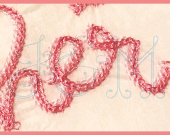 Two Fonts in One! The Heather Font Single and Double Chain Stitch Handwritten Thick Bean Stitch Vintage Style Machine Embroidery Design