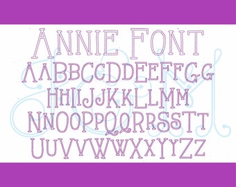 Annie Font Bean Stitch Vintage Stitch Outline Vintage Style Machine Embroidery Design