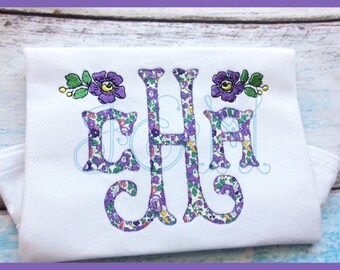 Madelyn Three Letter Blanket Stitch Applique Monogram Font Bean Stitch Vintage Stitch Style Machine Embroidery Design