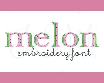 Melon - Watermelon Sketch VIntage Stitch Embroidery Font Vintage Style Machine Embroidery Design
