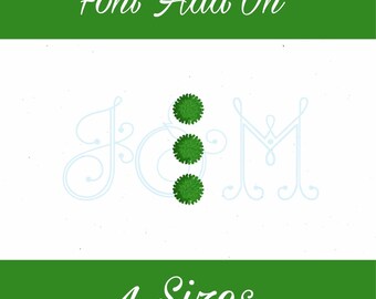 Three Dot Bracket Pearl Monogram Font Add on Satin Stitch Accent Vintage Style Machine Embroidery Design