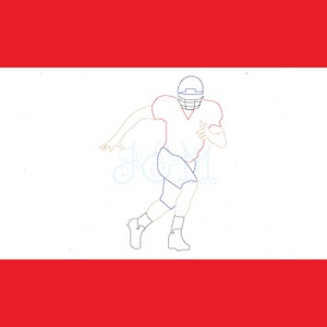 Football Player Vintage Stitch Sketch Outline Running Bean Stitch Vintage Style Machine Embroidery Design