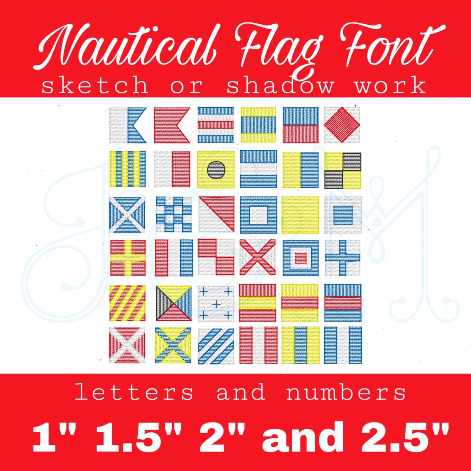 Nautical Flag Letters and Numbers Sketch Fill or Shadow Bean Etsy