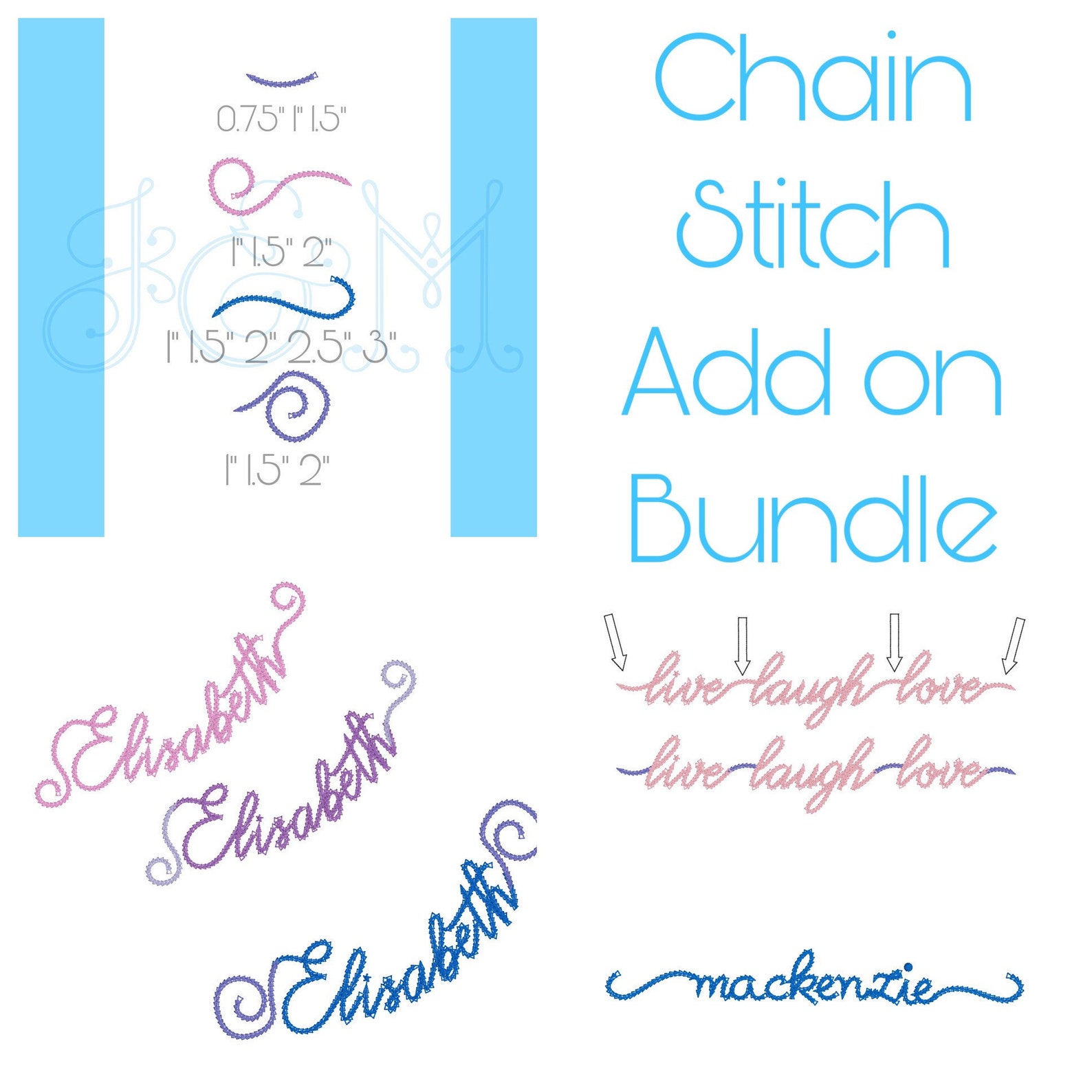 Chain Stitch Font Add on Accent Bundle FONTS NOT INCLUDED - Etsy