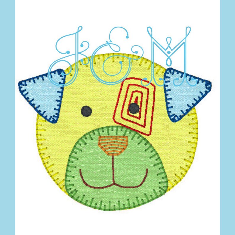 Patch the Pup 5x7 Vintage Style Applique Design Etsy