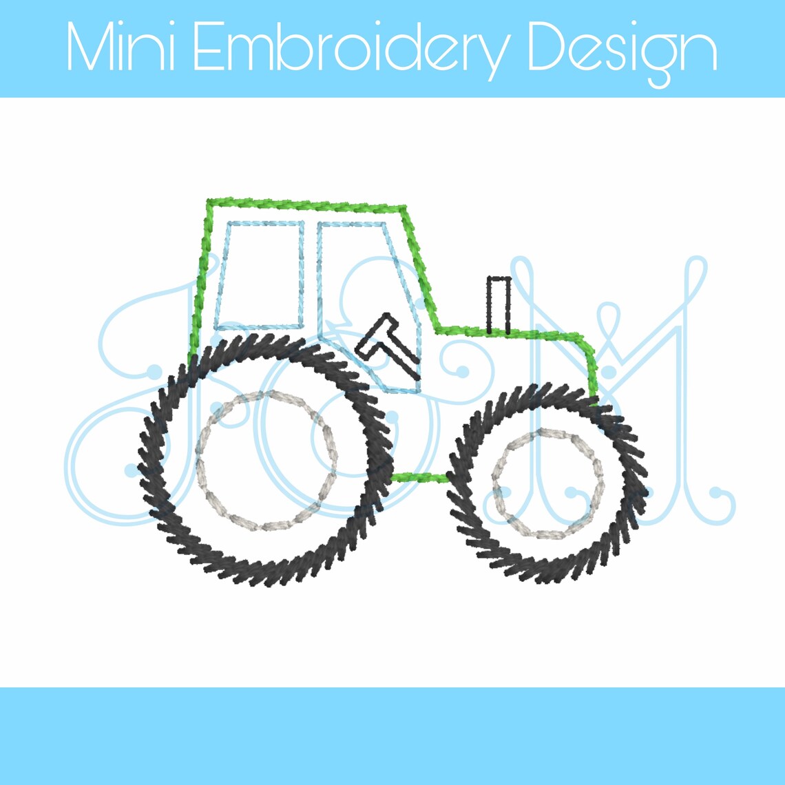 Tractor Mini Motif Bean Stitch Vintage Style Machine Embroidery Design ...