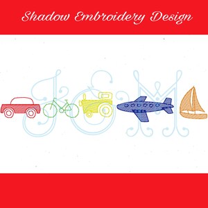 Transportation Vintage Stitch Shadow Work Line Embroidery Design