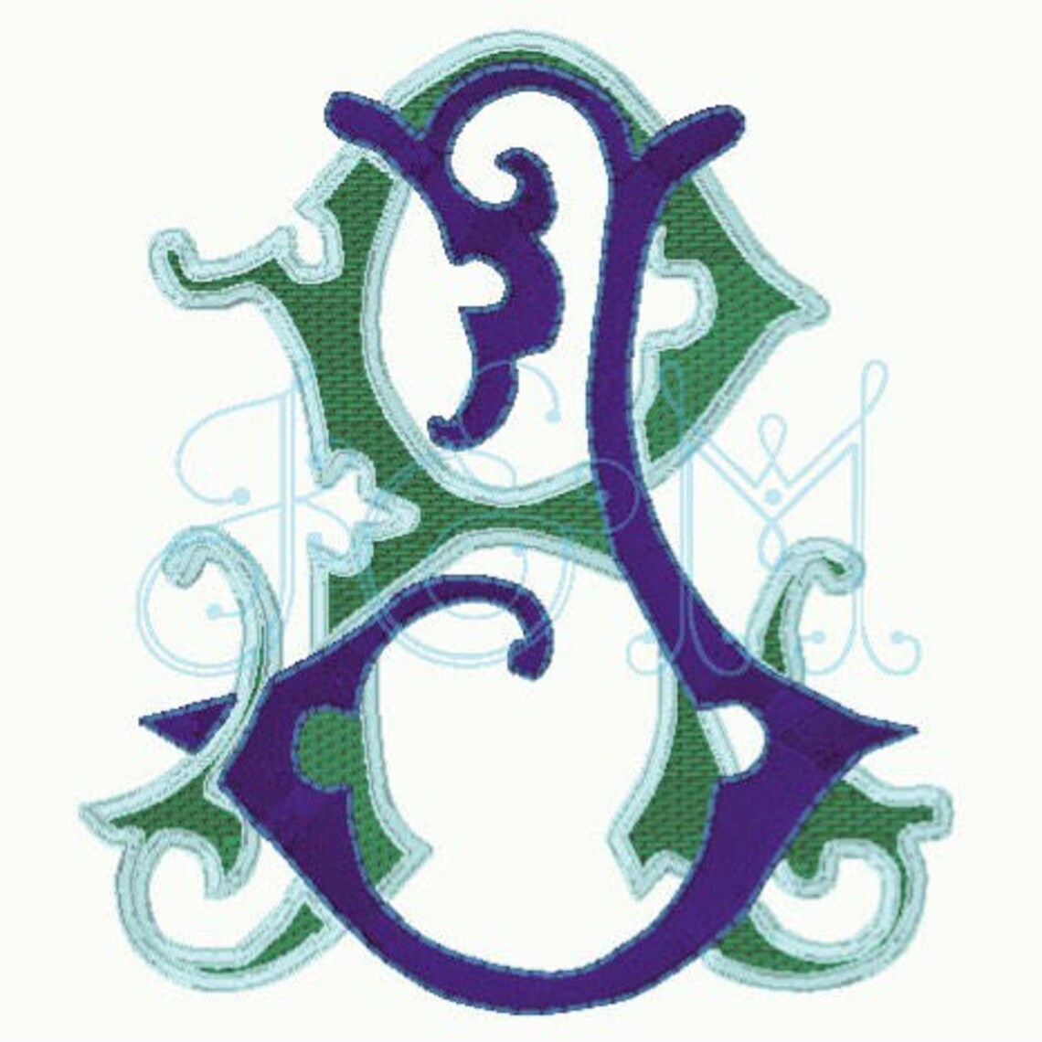 RJ JR Double Letter Intertwined Monogram Embroidery Design Vintage ...