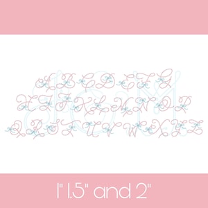 Belle Bow Font Heirloom Style Curly Letter Upper Case Running Bean Stitch Sketch Outline Vintage Style Machine Embroidery Design