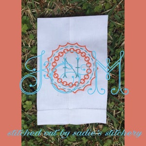 Chain Link Monogram Frame Border Satin Stitch Outline Vintage Style Machine Embroidery Design