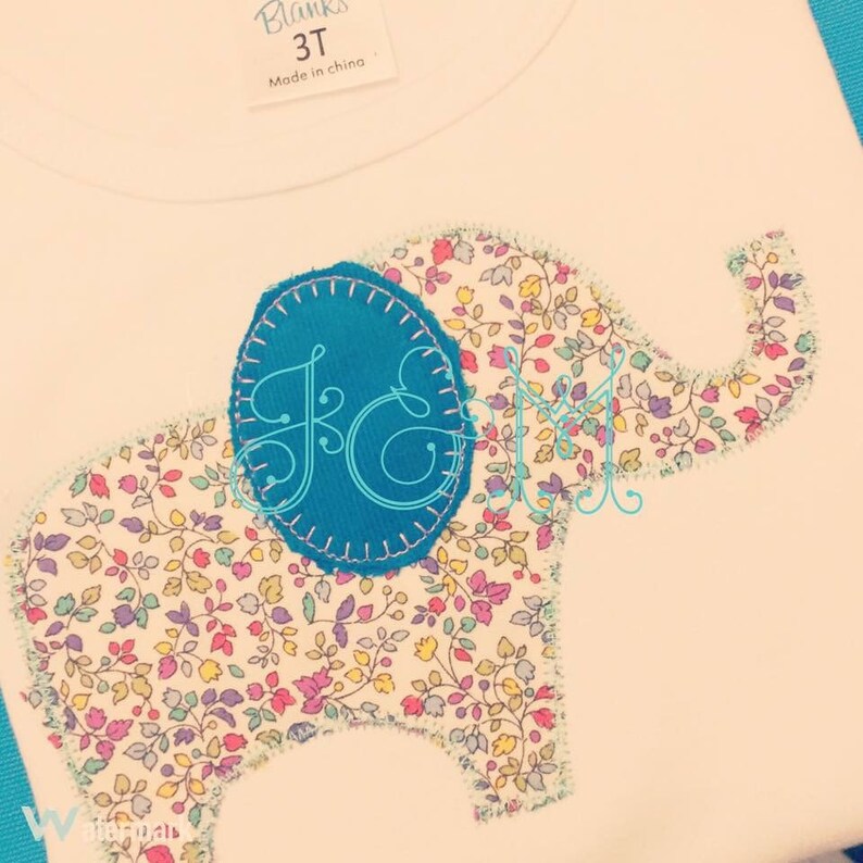 Vintage stitch blanket stitch elephant applique design Etsy