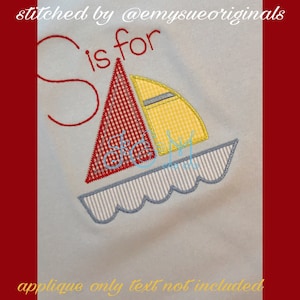 Sailboat with Waves Blanket Stitch Applique Vintage Style Machine Embroidery Design