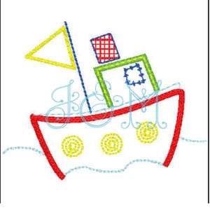 Vintage Stitch Hendrix Tugboat Vintage Style Machine Embroidery Design