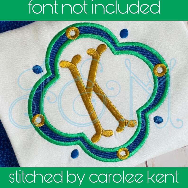 Quatrefoil Eyelet Dot Monogram Frame Fill Stitch Satin Stitch Etsy