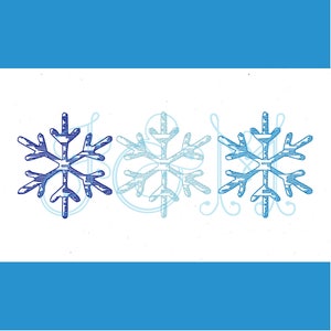 Snowflake Sketch Trio Line Vintage Stitch VIntage Style Machine Embroidery Design 5x7