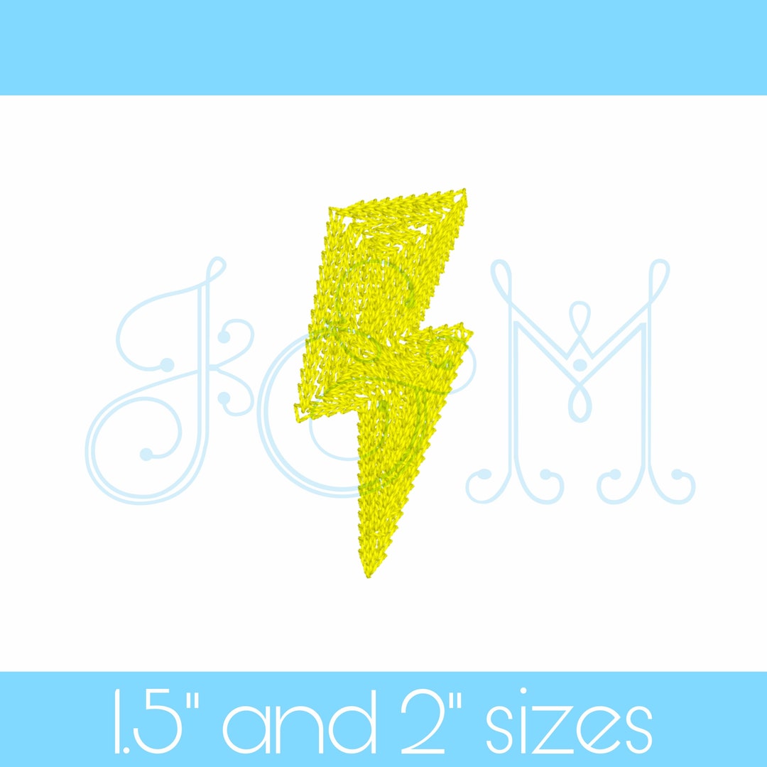 Lightning Bolt Flash Chain Stitch Mini Motif Quick Stitch Vintage Style Machine Embroidery