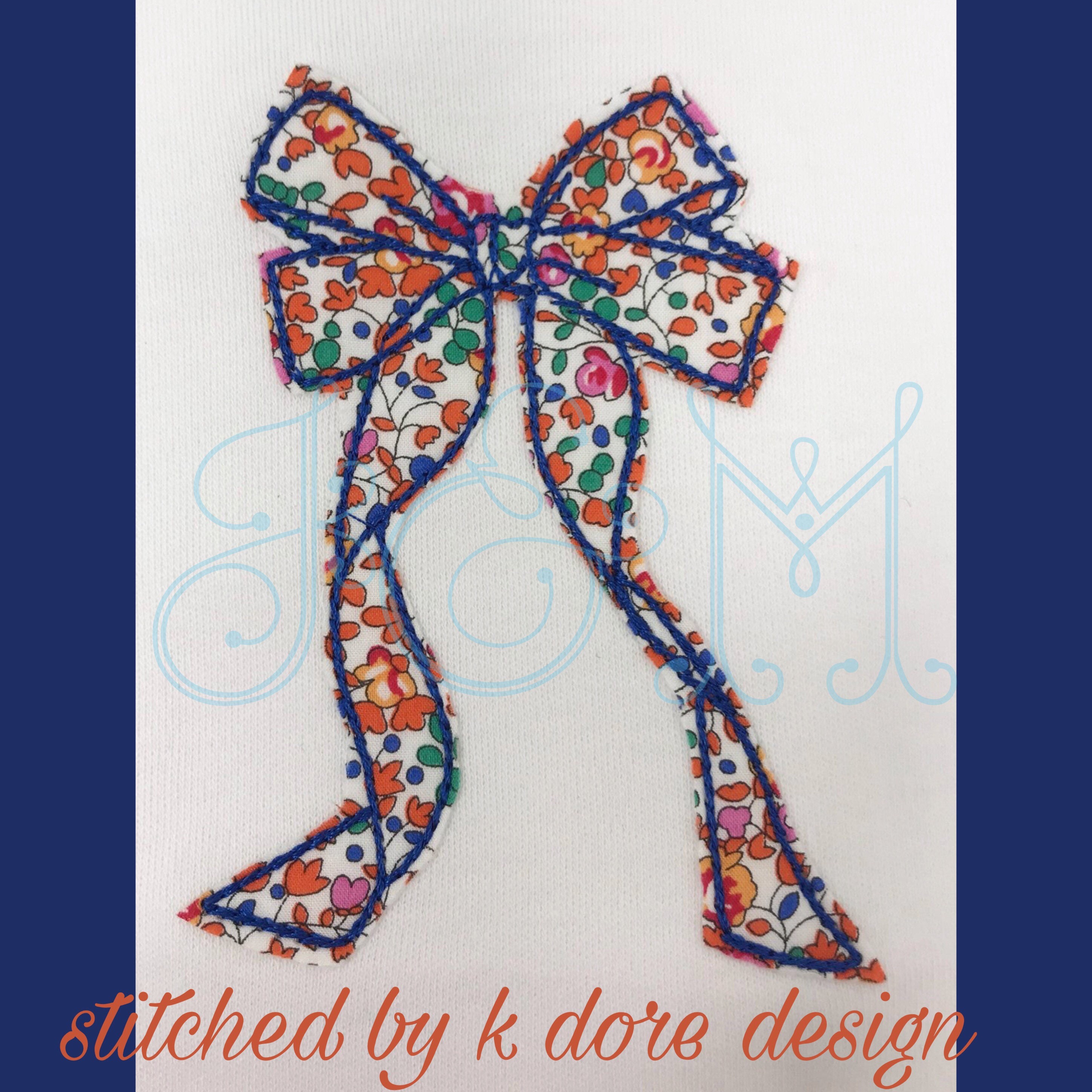 Applique Bow Machine Embroidery Design File, Quick Stitch, Bean Stitch,  Vintage Stitch, Satin Stitch for Girls 