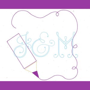 Colored Pencil Outline Sketch Back to School Monogram Frame Machine Embroidery Design