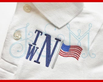 American Flag Mini Motif Satin Stitch Vintage Style Machine Embroidery Design